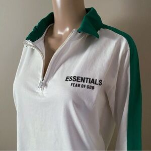 Fear of God Essentials Quarter Zip Polo Shirt, size large